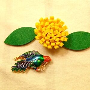 Carolina Parakeet Brooch 24K Gold Plated Museum Replica
